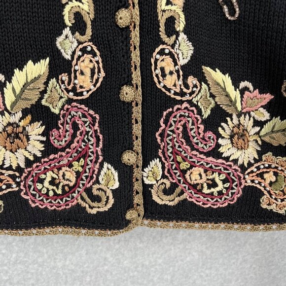 Heirloom Collectables VTG Floral Cardigan Size M Oversized Embroidered Beaded - Picture 3 of 11